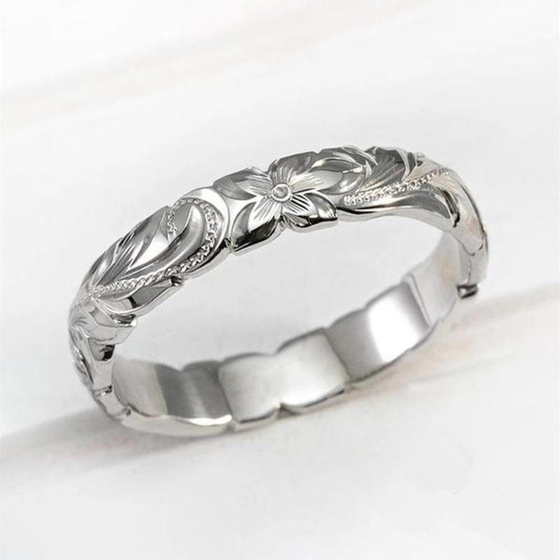 Engraved Flower Ring
