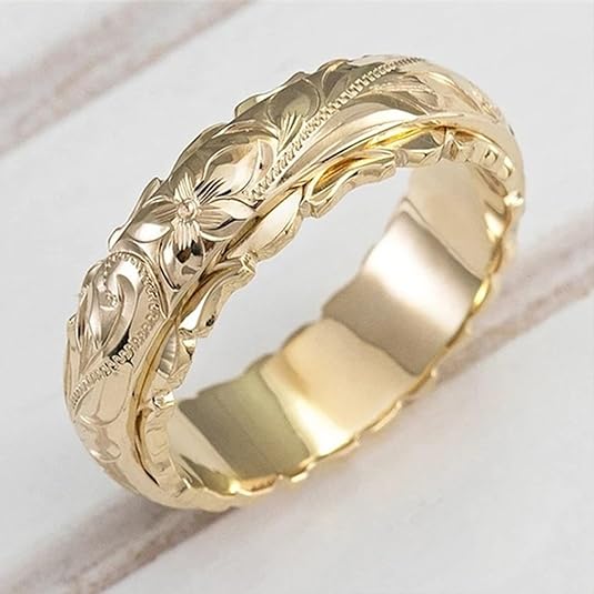 Engraved Flower Ring