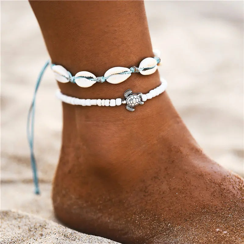 SolSpirit™ Bohemian Turquoise Star Anklet – Walk Free, Shine Bold