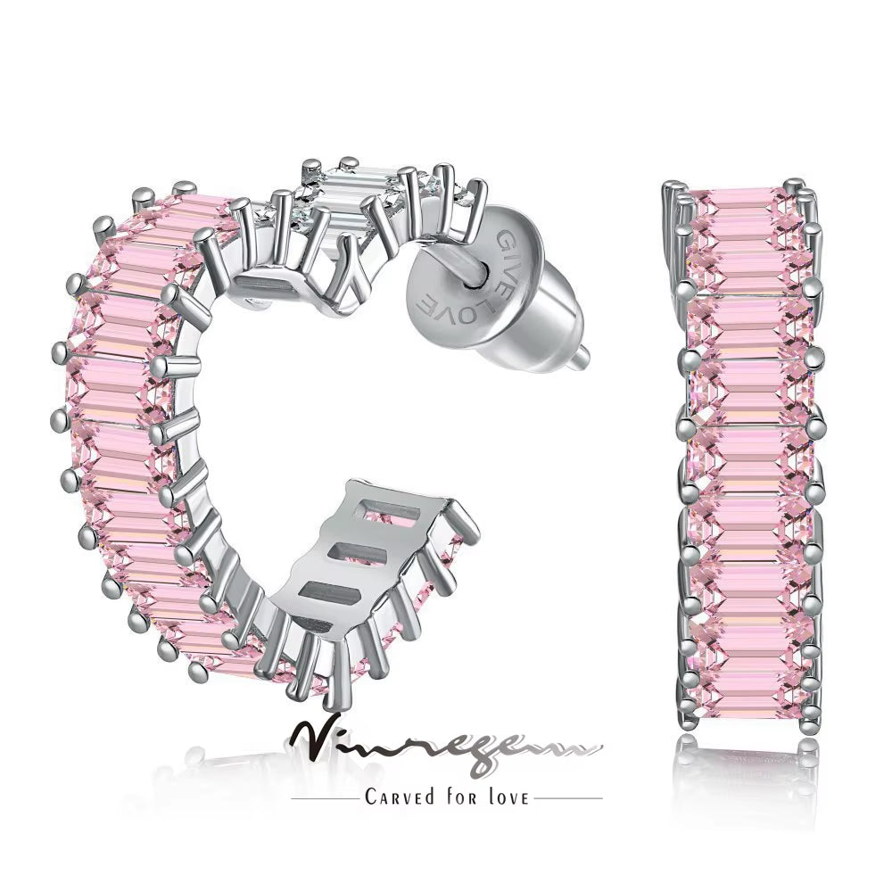 SapphireSoul™ Emerald-Cut Heart Earrings – Love That Sparkles in Every Shade